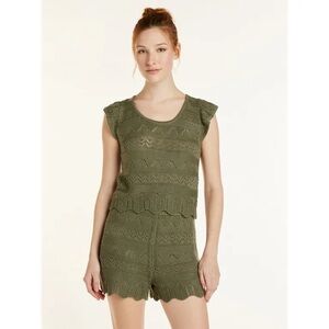 NWT Crochet Matching Set- Olive Green